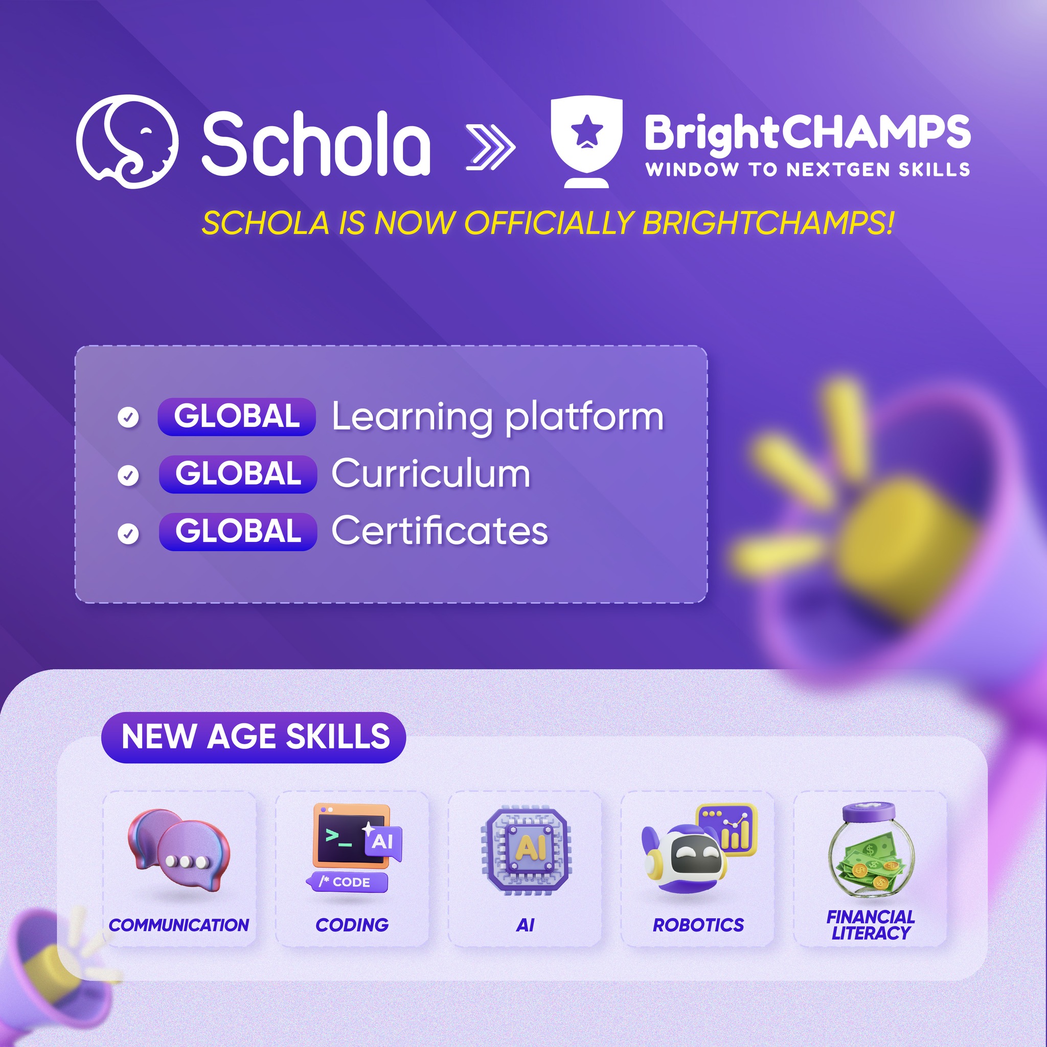 Schola - 🔥 EXCITING NEWS! SCHOLA IS NOW REBRANDED TO BRIGHTCHAMPS! 🎉 ...