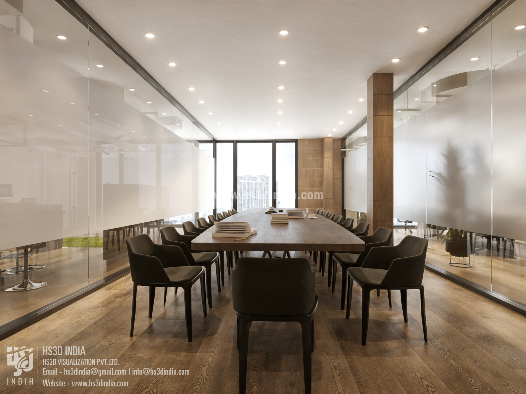 HS - A sleek and modern conference room brought to life with 3D ...
