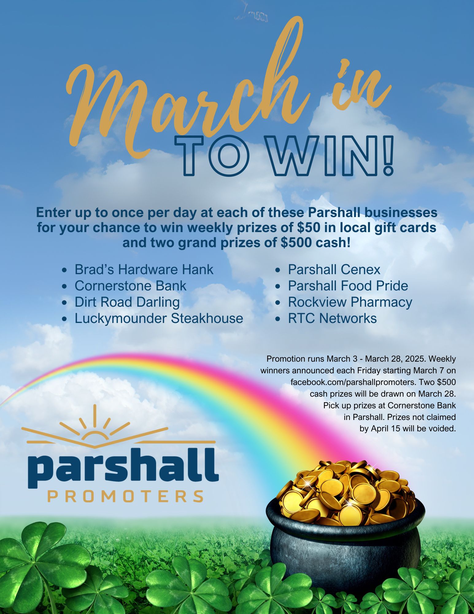 Parshall - The 2025 March in to Win promotion starts soon! Drawing ...