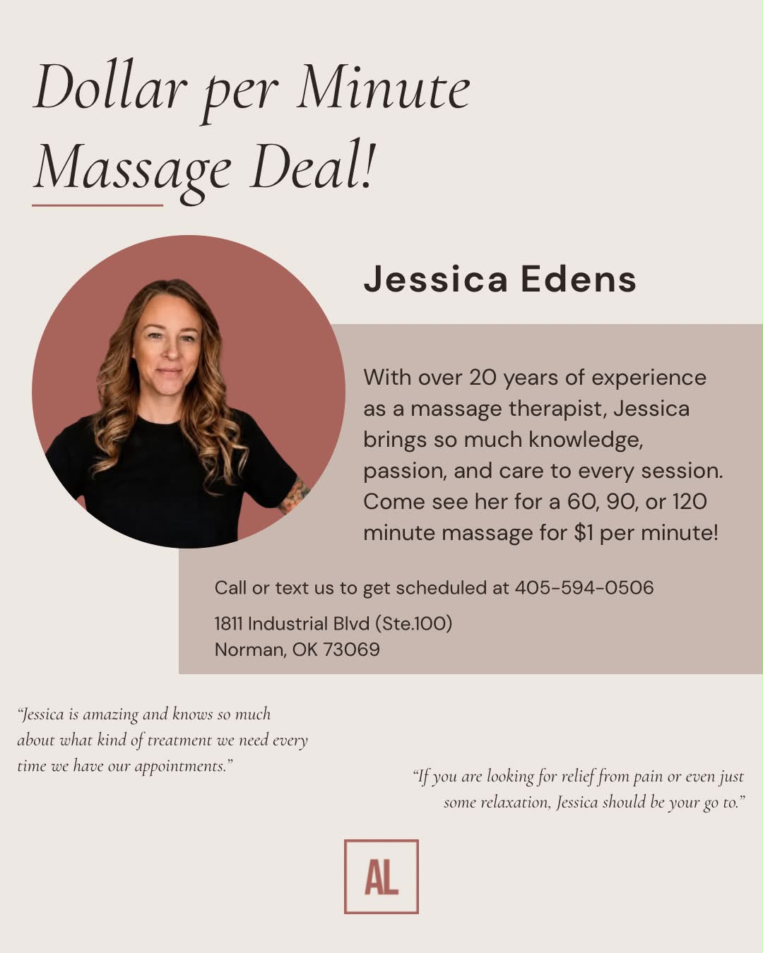 Looking for a great quality massage? Jessica at Adlabs in Norman