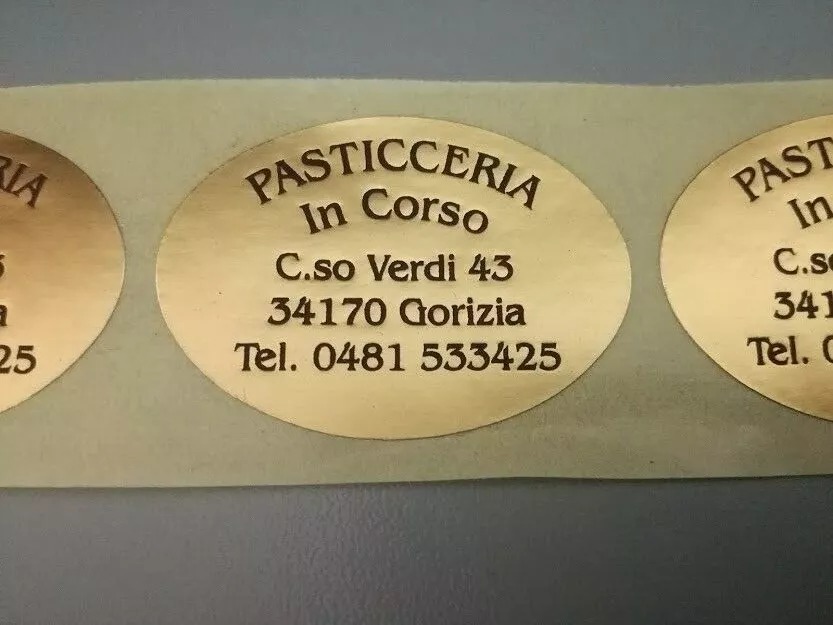 120 ETICHETTE ADESIVE PERSONALIZZATE BOLLINI CHIUDI PACCO TRASPARENTI 22X16 MM e