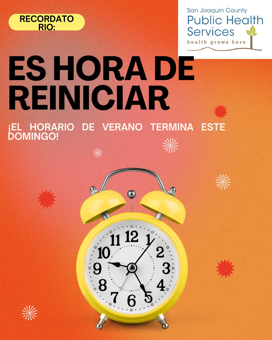 ¡El horario de... - San Joaquin County Public Health Services | Facebook