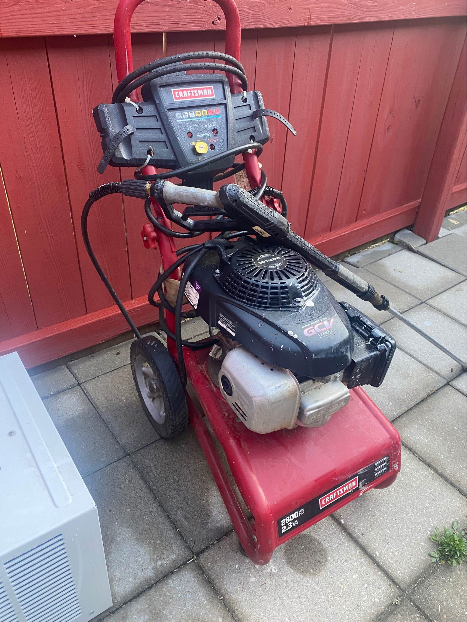 Craftsman pressure washer 2800 psi 2.3 GPM with Honda GCV 160 motor ...