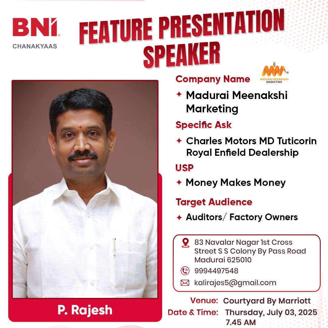 BNI - FEATURE PRESENTATION ALERT! With his powerful mantra “Money Makes ...