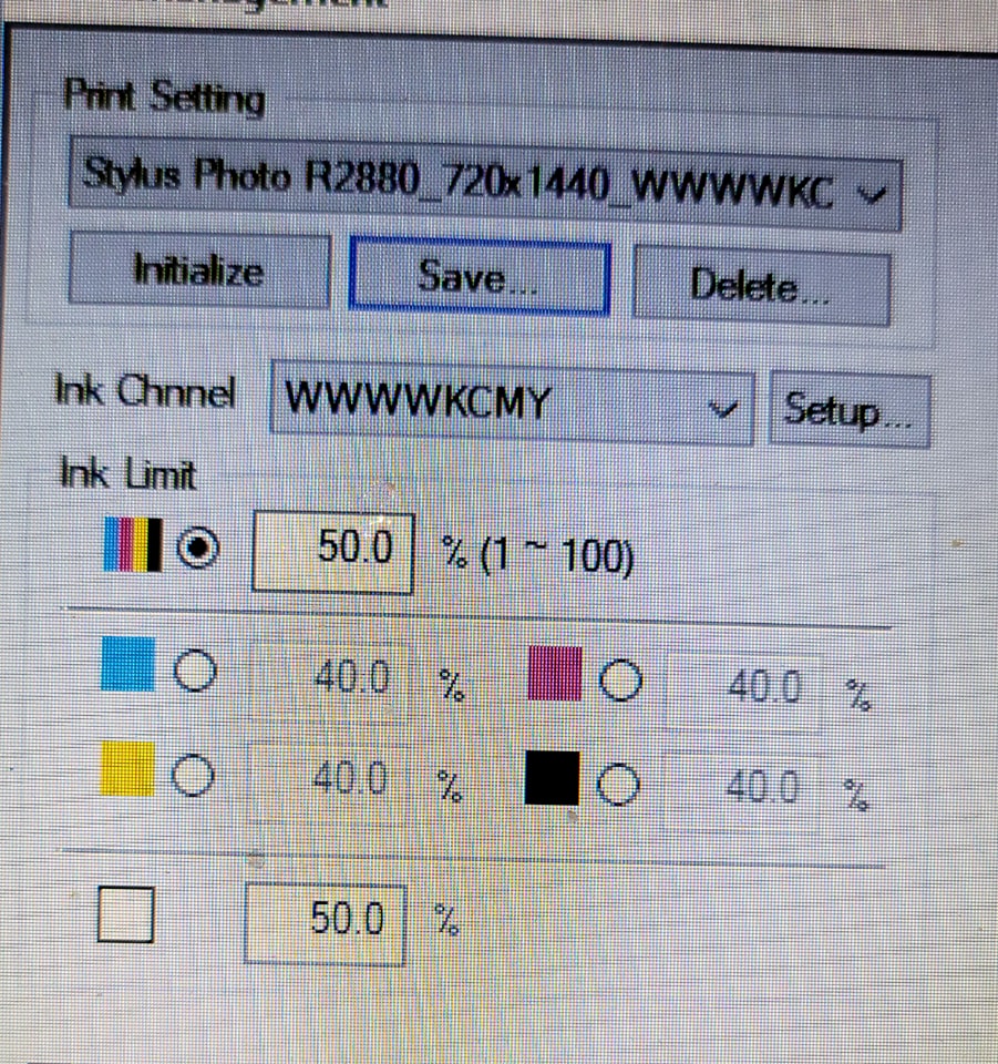 What are the best AcroRIP settings for an 8 channel printer?