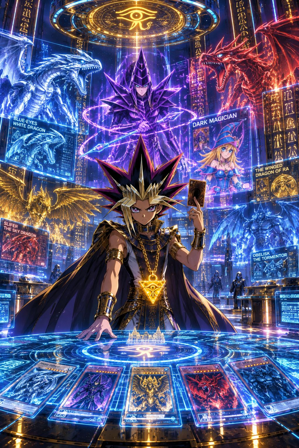 Daitokuji, Lyman Banner, Pharaoh Cat, and Jaden Yuki in Yu-Gi-Oh