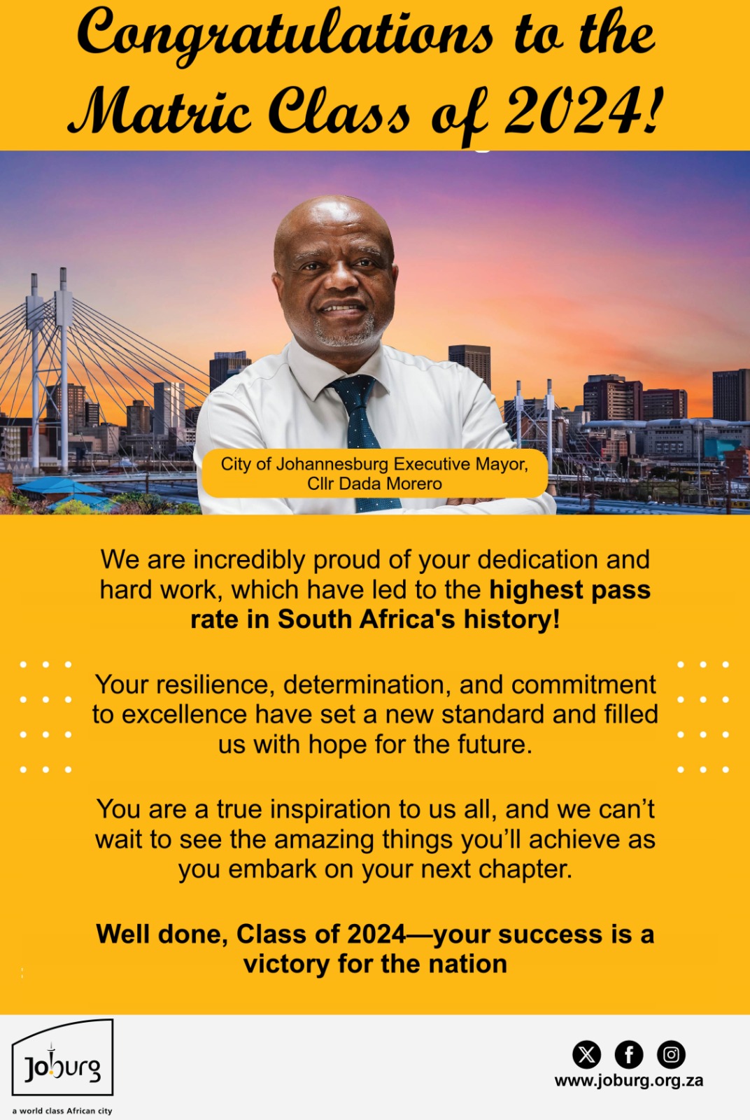 City of Joburg - 🌟 Congratulations to the Matric Class of...