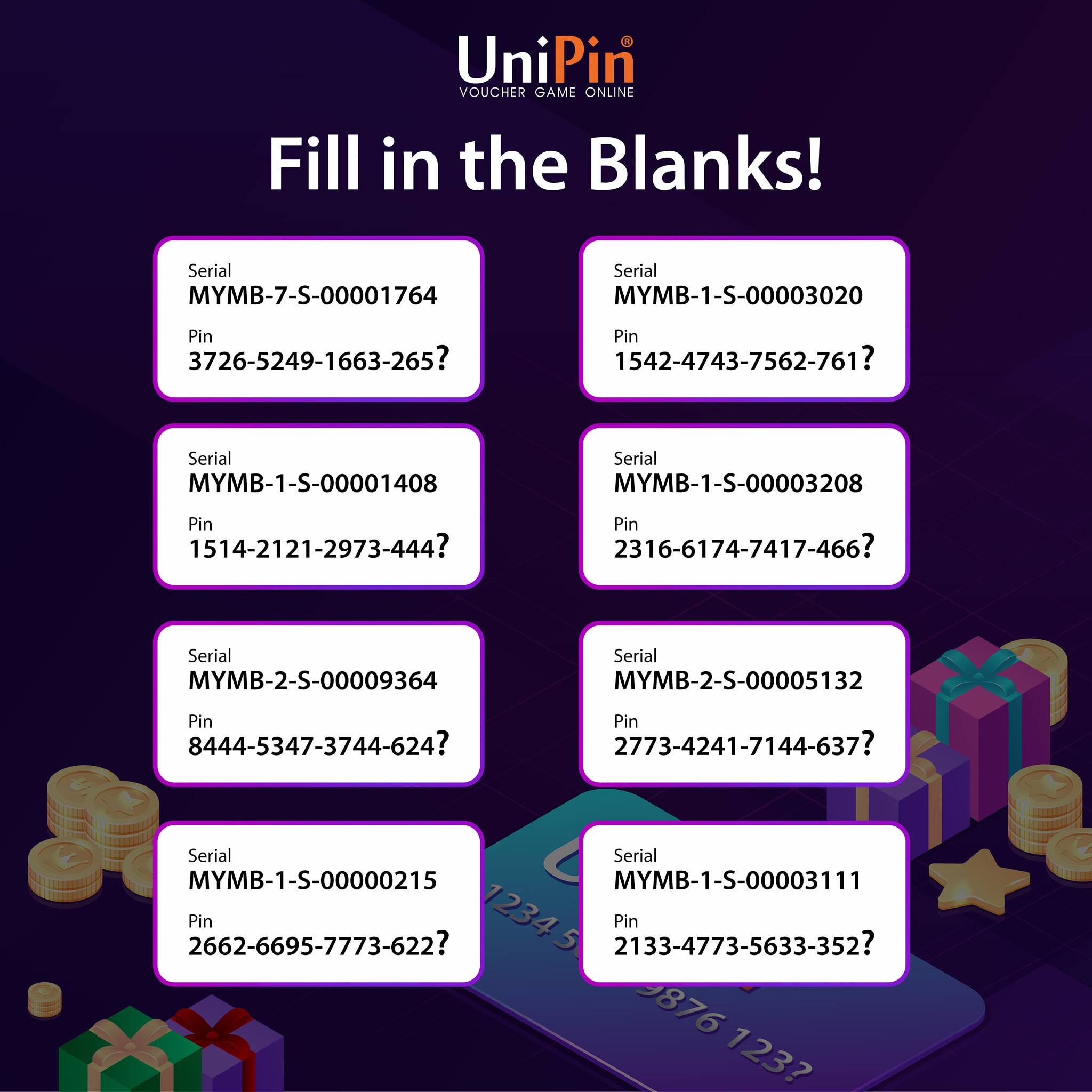 UniPin - Third code of our event. Fill in the blanks now!...
