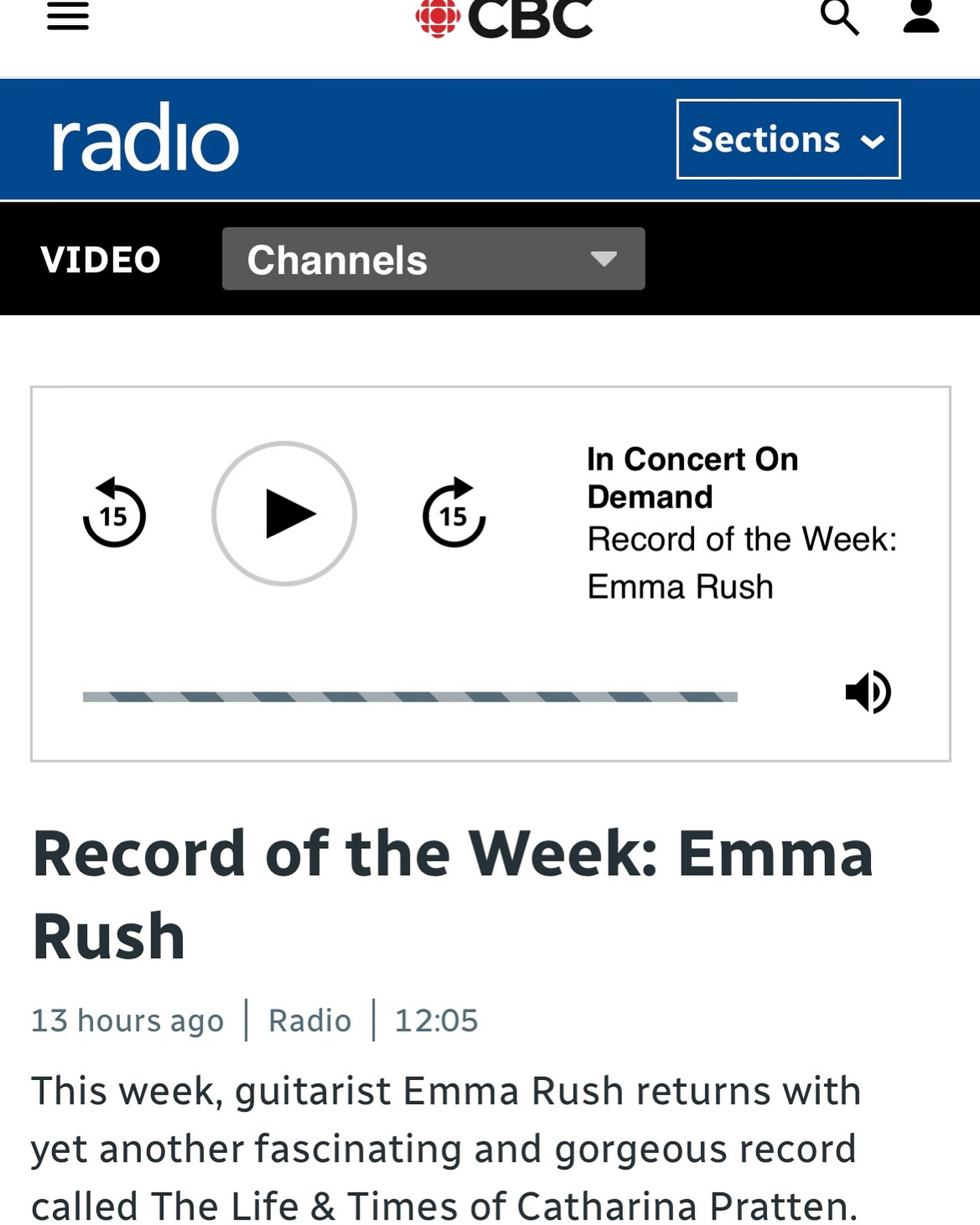 Emma Rush - Thrilled to be Record of the Week on CBC’s In... | Facebook