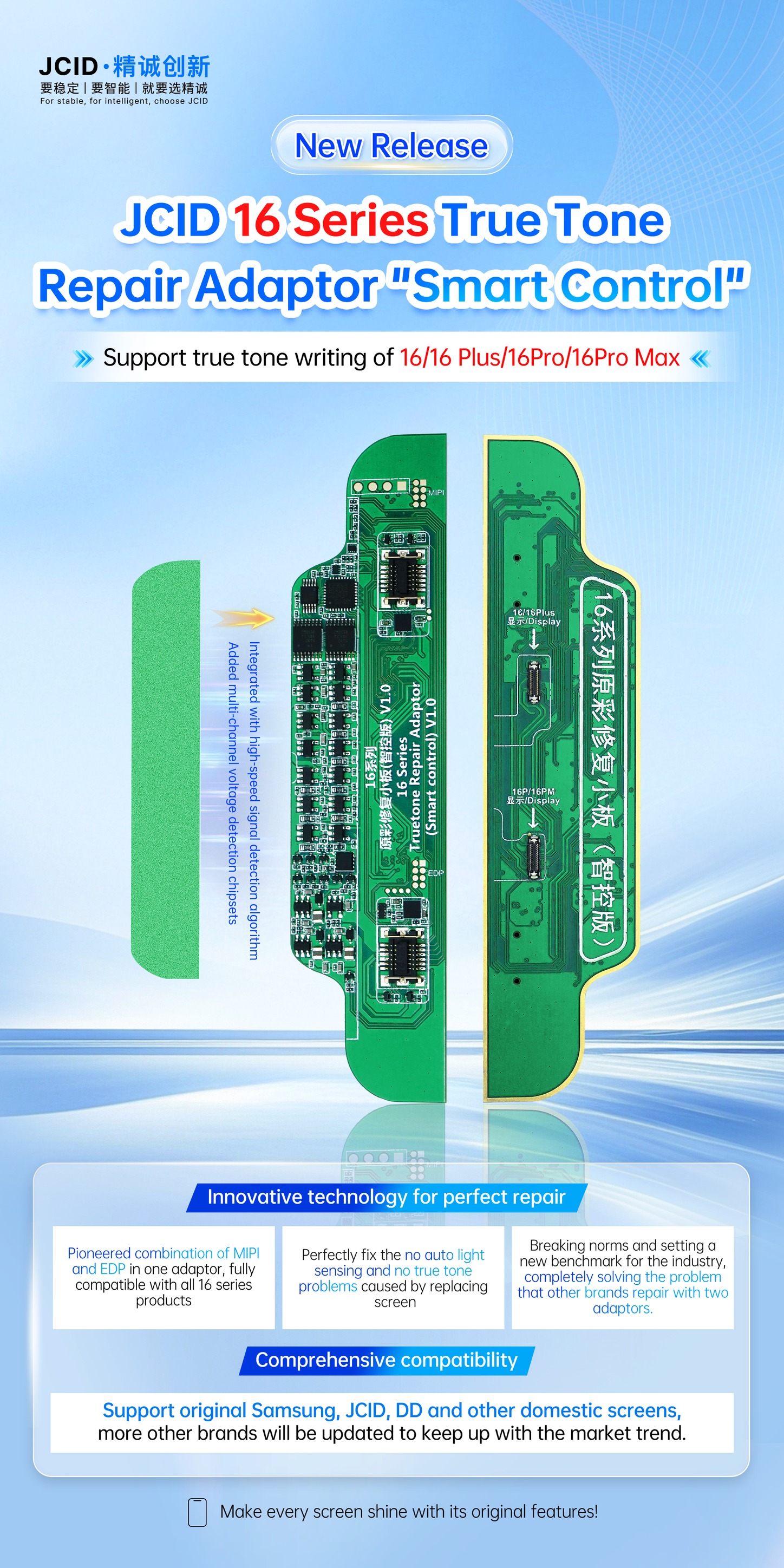 JCID 16 series TrueTone repair adaptor for iPhone