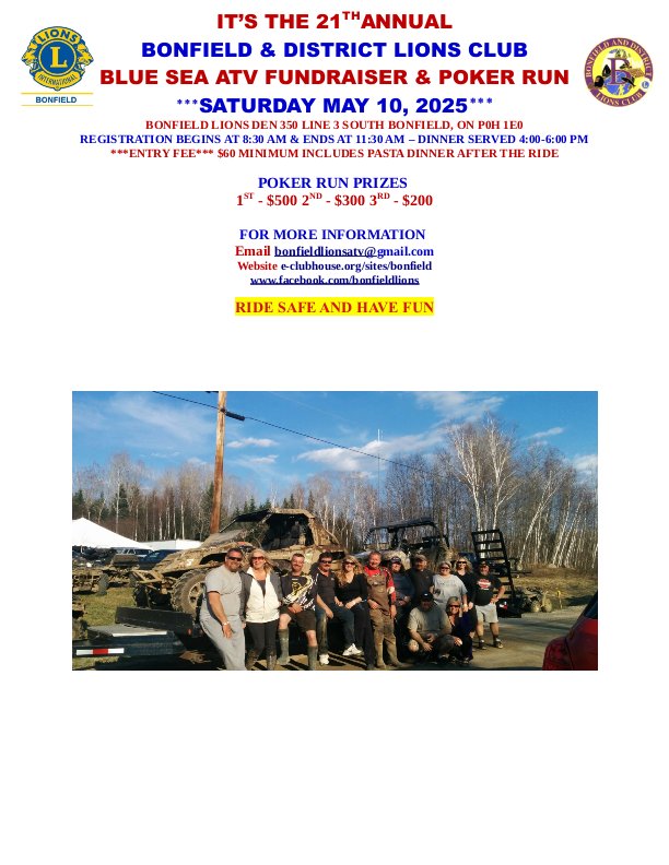Bonfield and District Lions Club - Spring is almost here and that means ...