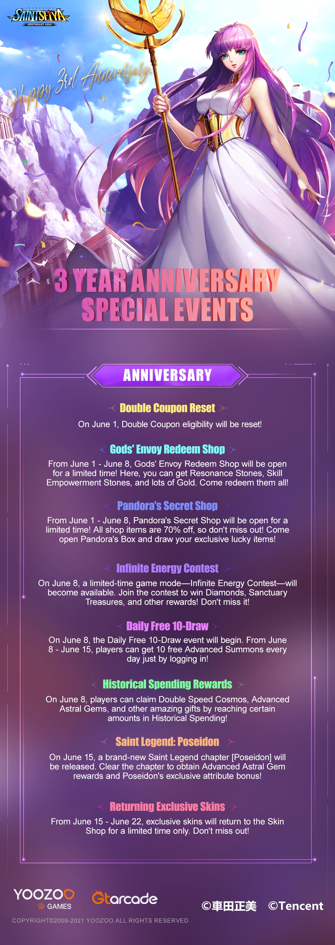The 3-year anniversary of Saint Seiya: Awakening SEA is here! Dear