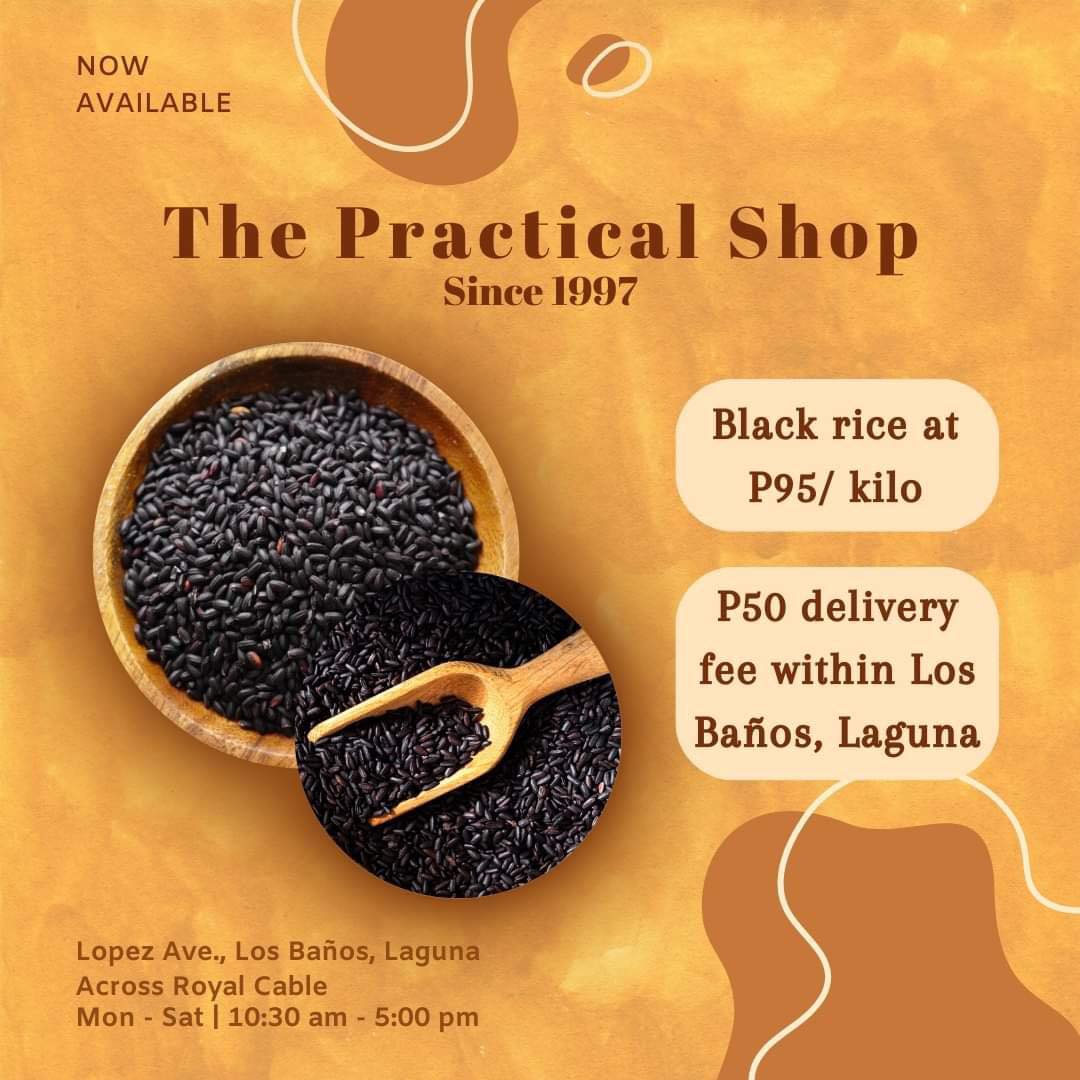 Grove's - Back by popular demand, black rice at only P95/ kilo. Place ...