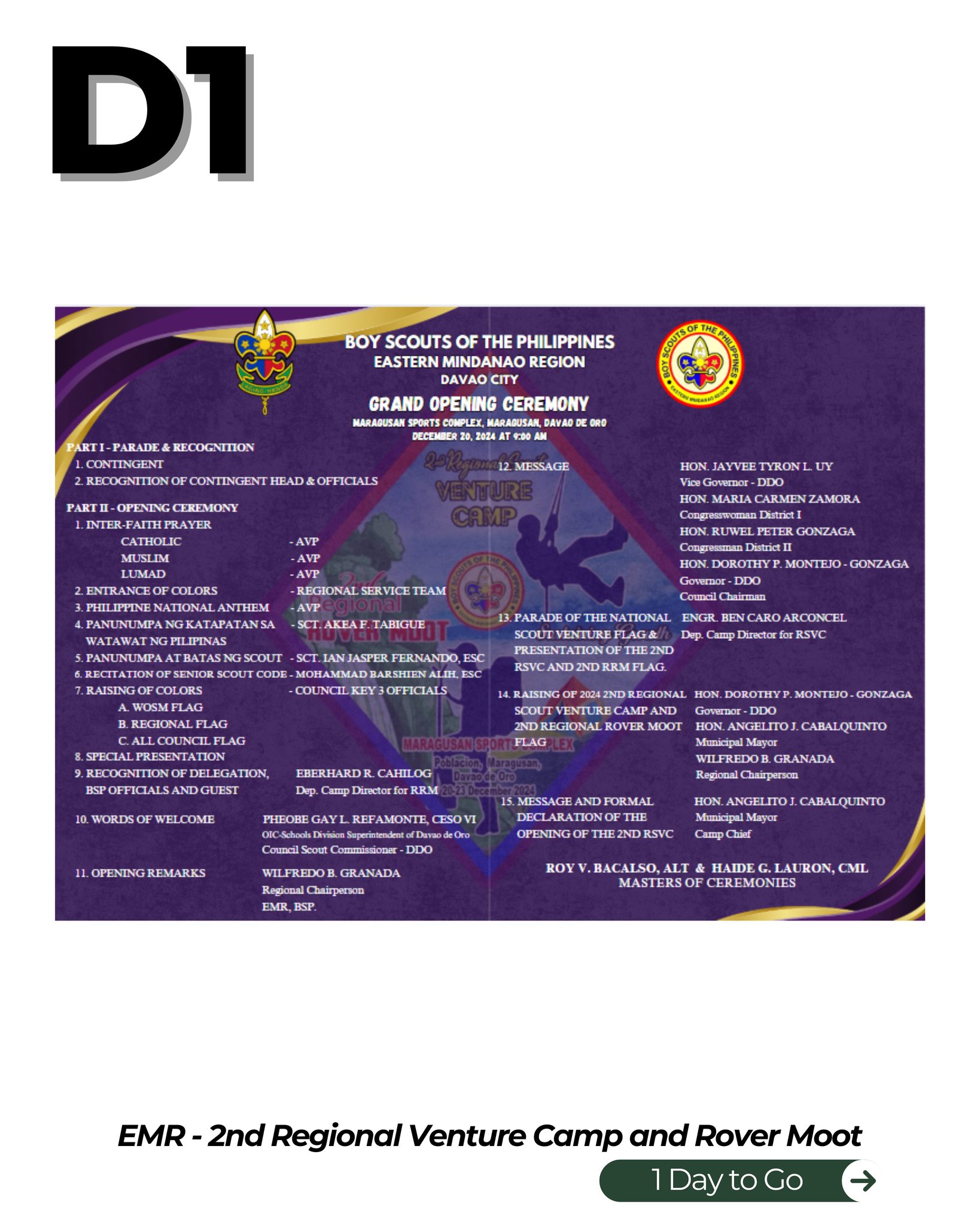 BSP - 1 day to go! Here's the program for tomorrow's Grand Opening ...