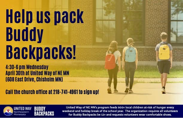 Gethsemane - Buddy Backpacks! Would you like to spend a few hours ...