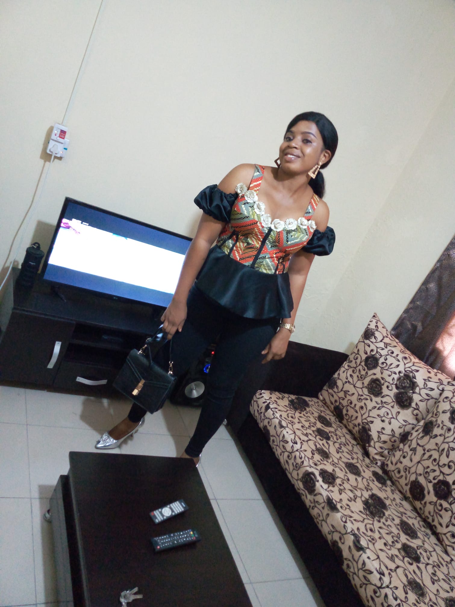 Corset top and trousers outfit