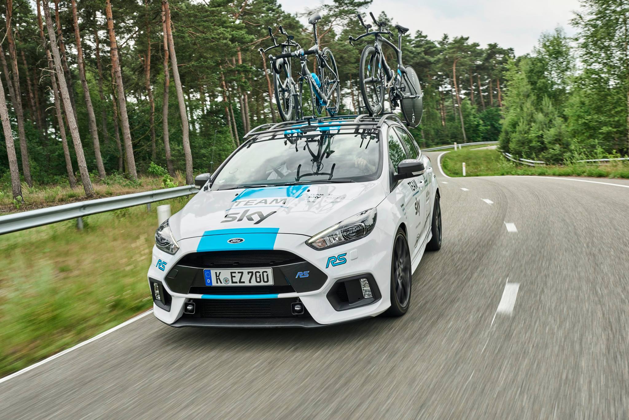 Recaro on board the Team Sky escort car at the Tour de France