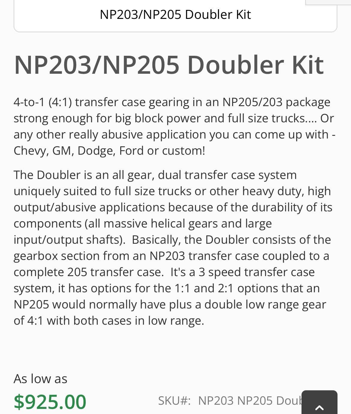 Driver drop 203/205 doubler transfer case — 32 spline - Car Engines ...