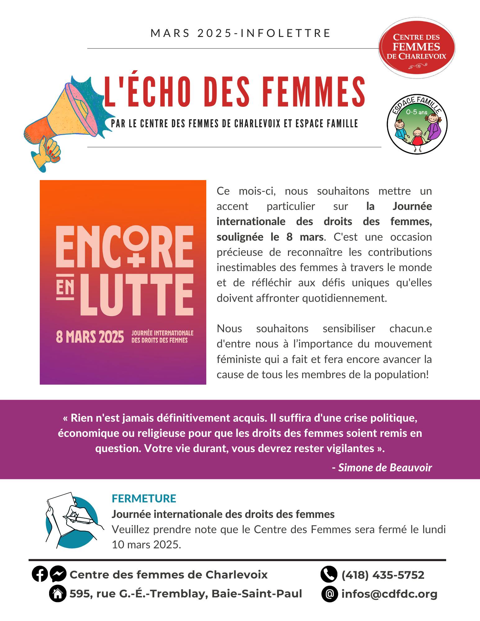 Centre des Femmes de Charlevoix | Baie-Saint-Paul QC