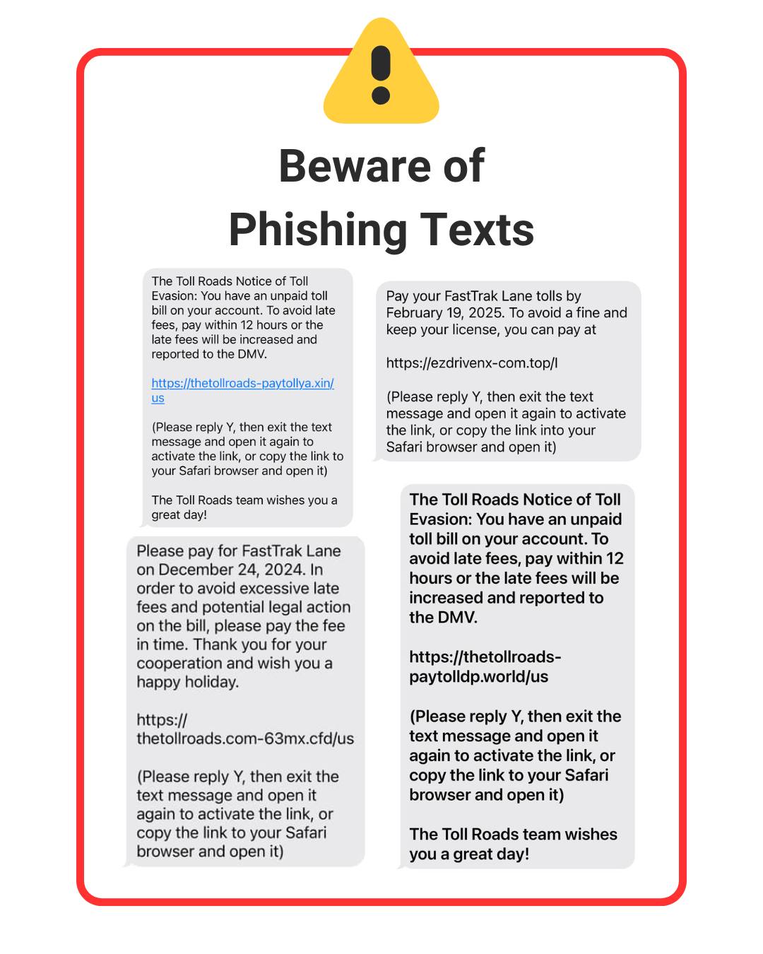The Toll - SCAM ALERT🚨 If you have received a phishing text detailing ...