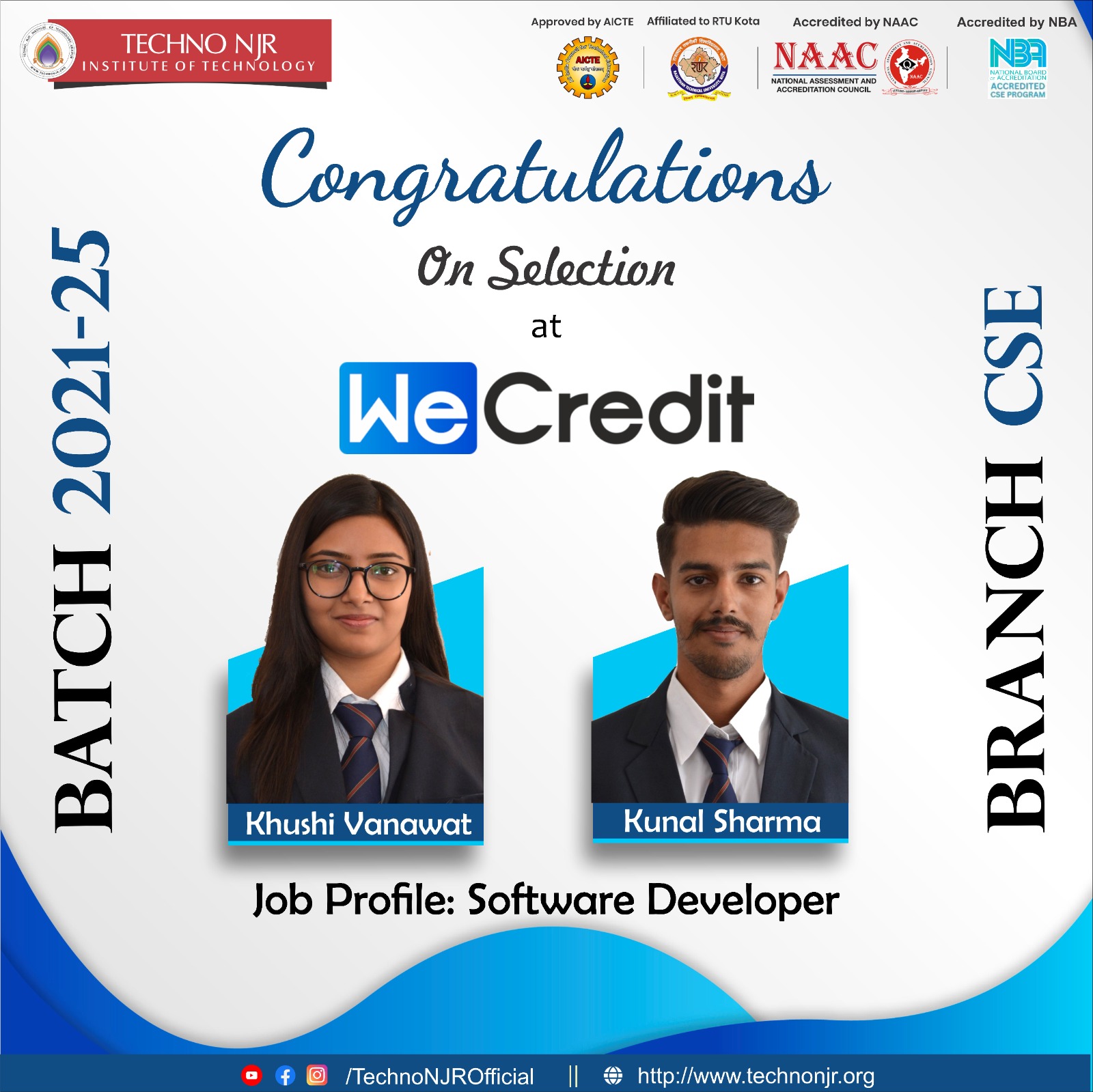 Techno India NJR Institute of Technology - 🎉 Congratulations to Our ...