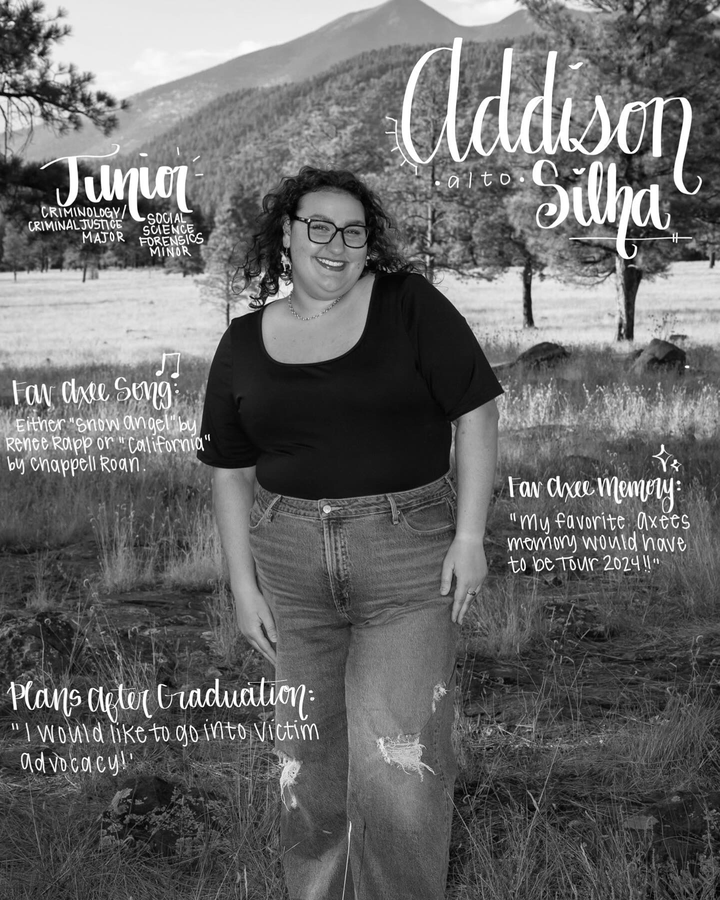 The NAU - Next up for Axee shoutouts is one of our terrific altos, Addi ...