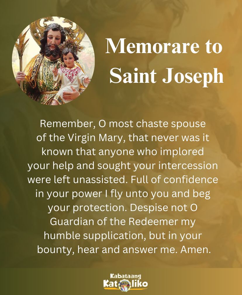 Kabataang - MONDAY DEVOTION TO ST. JOSEPH Memorare to St. Joseph ...