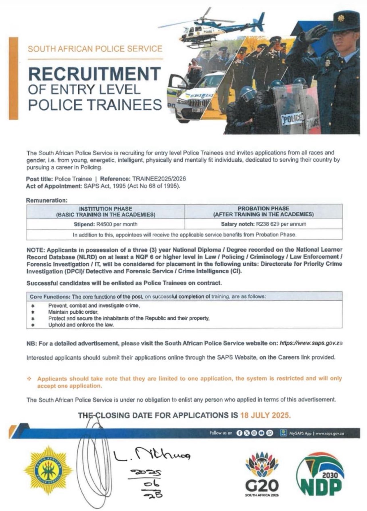 Msukaligwa - 🚨 POLICE RECRUITMENT 2025/2026 NOW OPEN Aspiring to serve ...