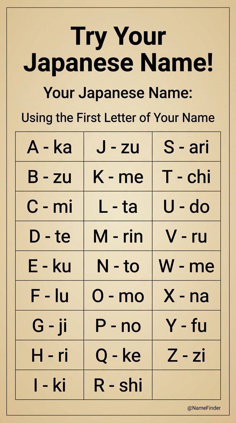 Ever wondered what your Japanese name would be? 🌸 Use the chart