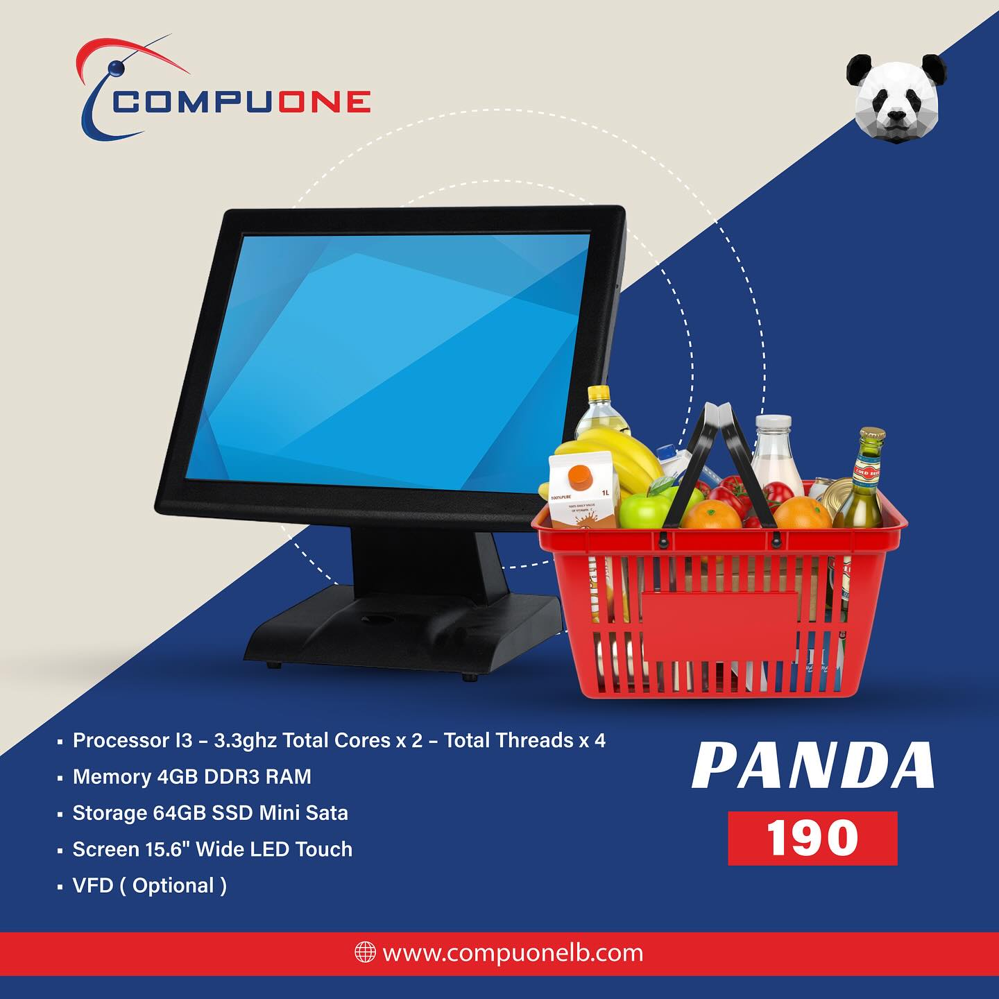 Compuone - PANDA 190 POS - BRAND NEW - INTEL CORE I3 - 4GB RAM - 64GB ...
