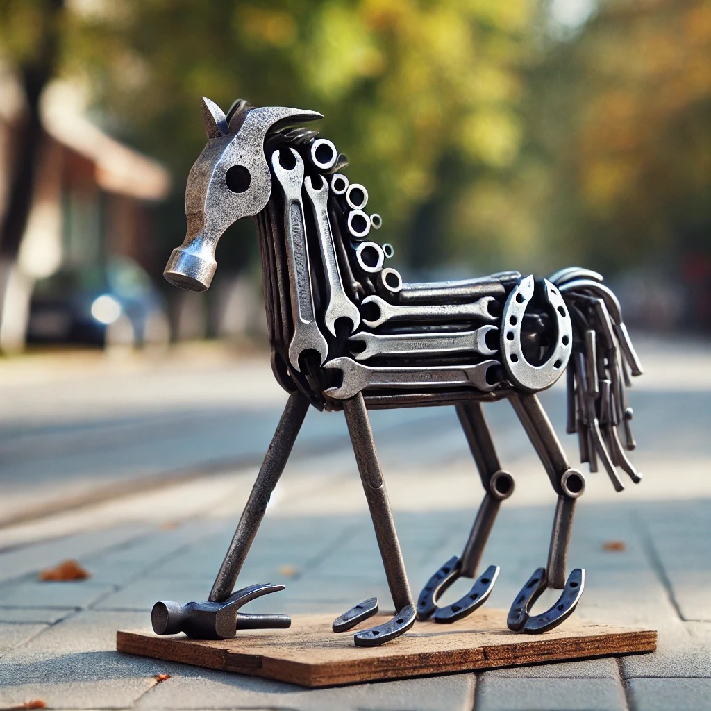 Horsehead by Jos Hammer at Colnic Design Sculpture made from old