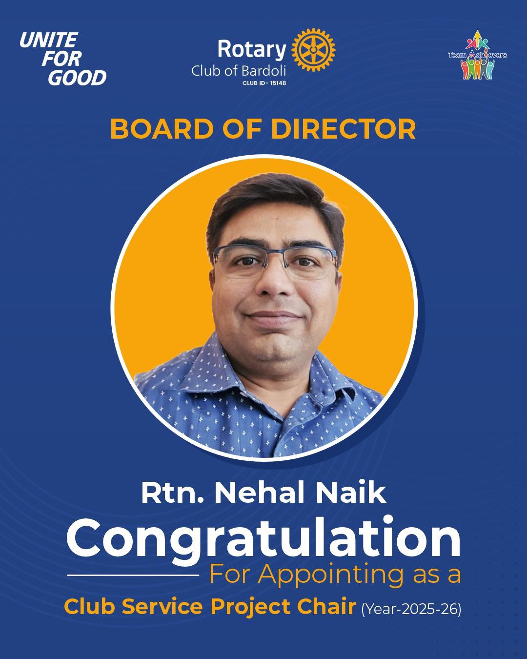 Rotary - 🌟 Congratulations to Rtn. Nehal Naik 🌟 On being appointed as ...