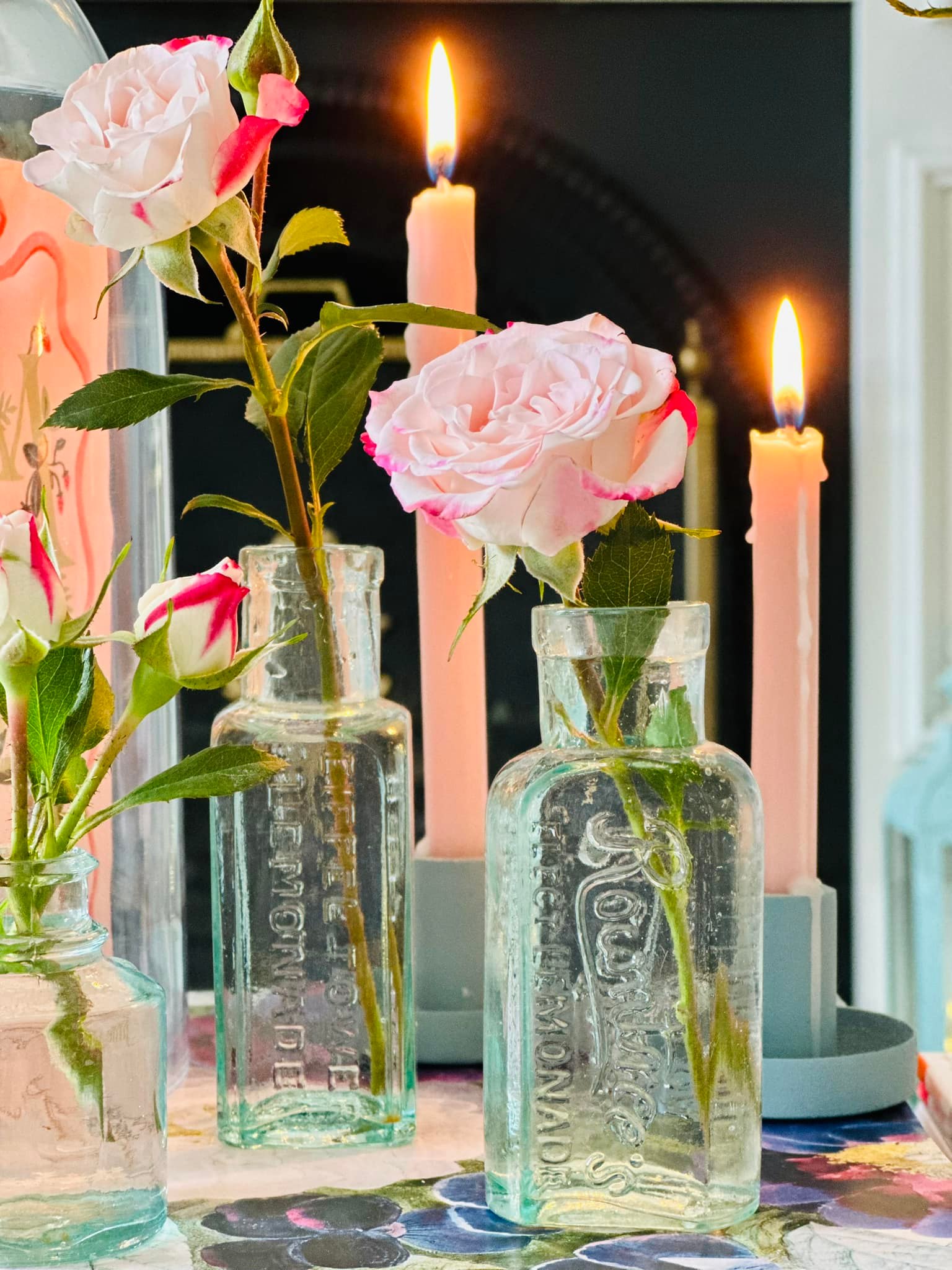 Vintage aqua glass bottles & old ink bottles are my favourite