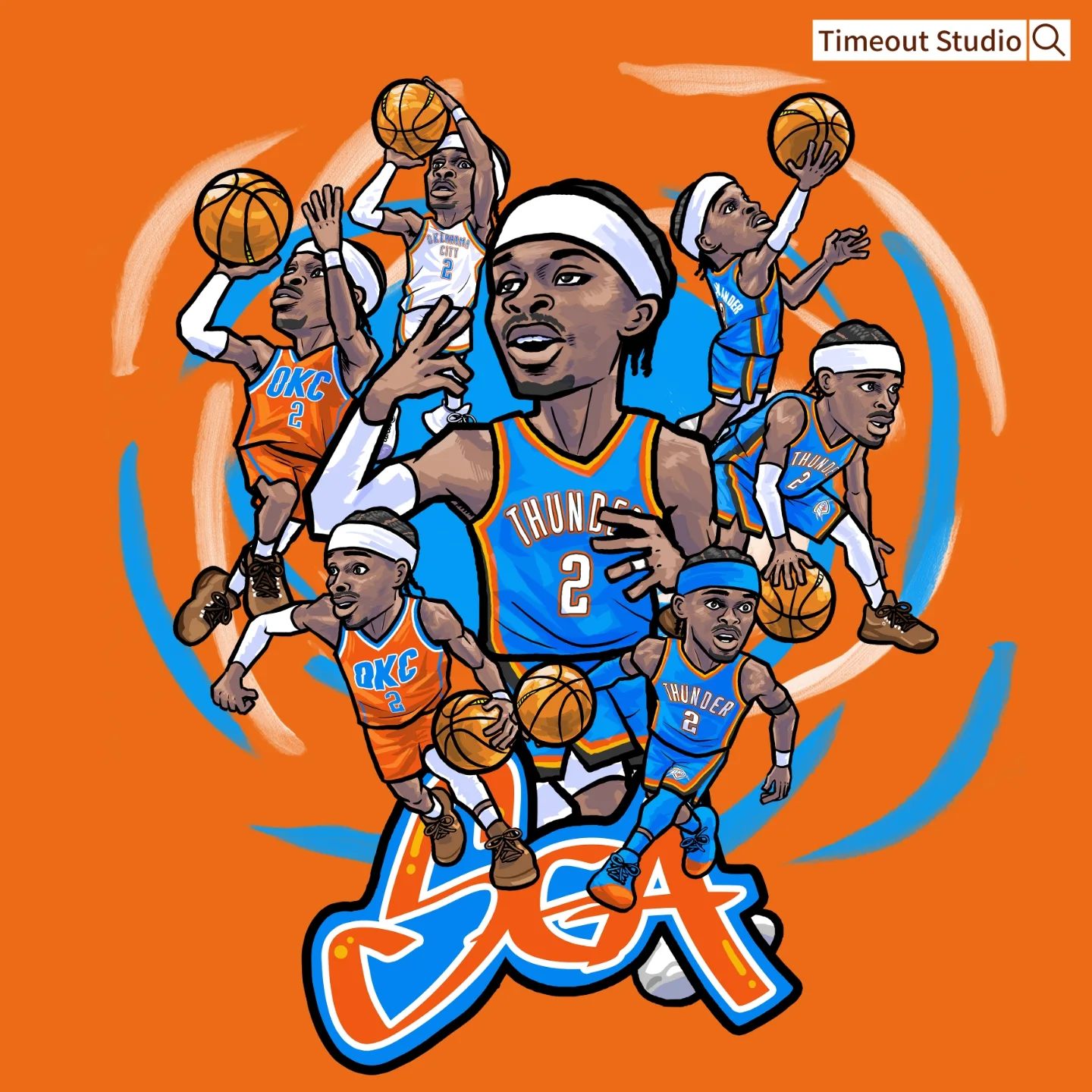 Timeout Studio - 雷霆SGA會係2024年最後嘅一款貼紙🤘🏾下年2025係我嘅NBA畫畫之旅踏入第4年... | Facebook