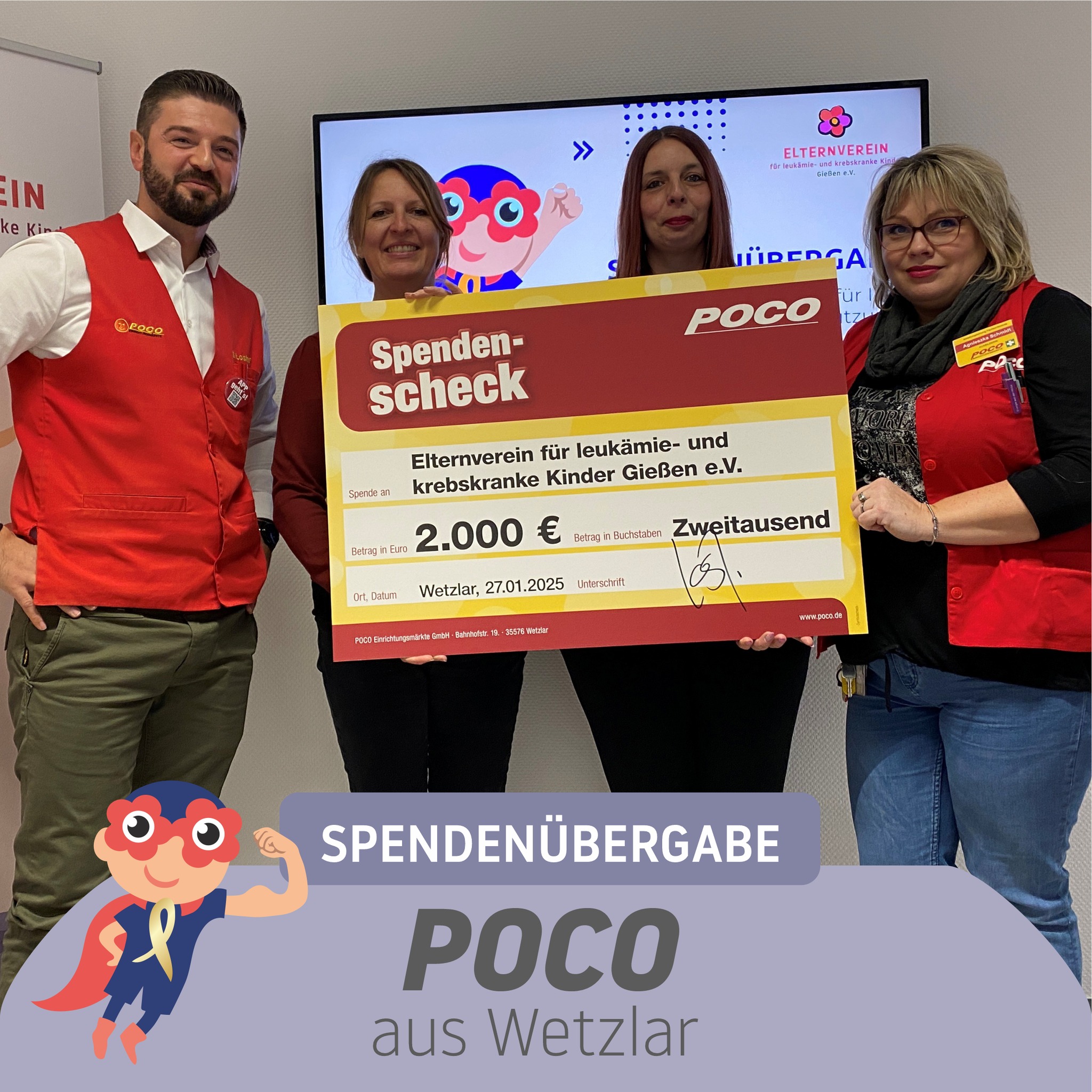 VIELEN DANK an das Möbelhaus @poco.de aus Wetzlar für eine Spende über 2.000 Euro 🤩🙏 Durch den Verkauf von Waffeln und verschiedenen Aktionen ist diese tolle Spendensumme zusammengekommen. Burim Losha