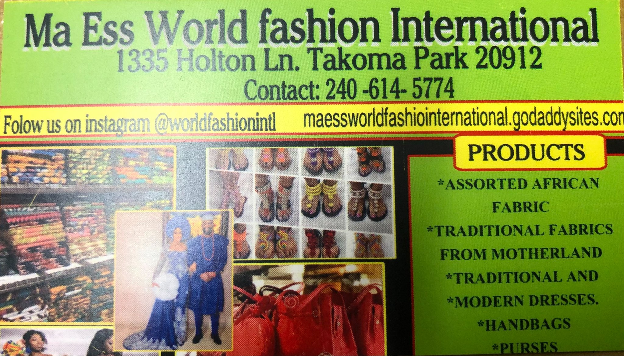 Ma Ess World Fashion International | Takoma Park MD