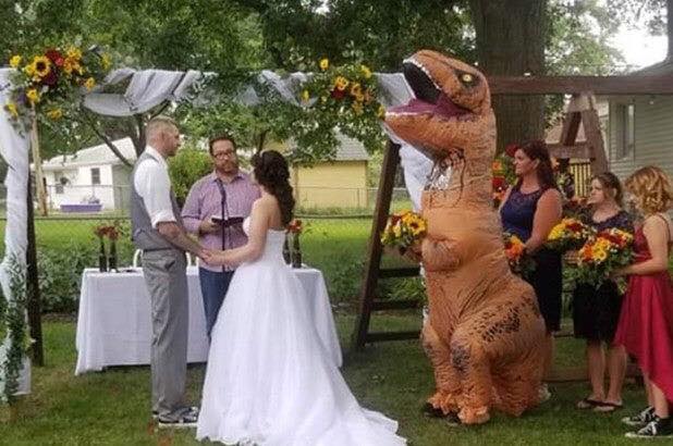The Ultimate Jurassic Maid of Honor When sisters dream about a wedding day, they usually picture matching gowns, delicate flowers, and elegant traditions. But when Deanna asked her sister Christina t