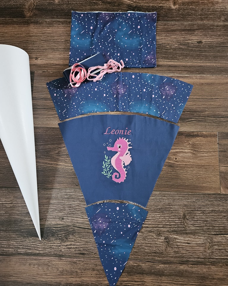 Schultüte Seepferdchen | passend zum Step by Step Star Seahorse Zoe | für Mädchen | genäht | personalisiert | Zuckertüte mit Name