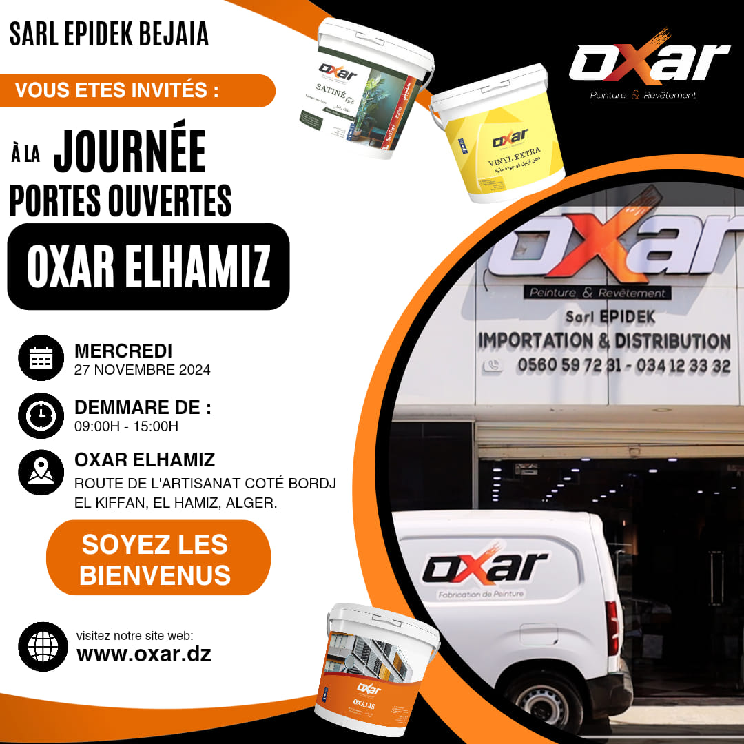 OXAR Algérie - 🎉 يوم مفتوح - صالة عرض أوكسار الحميز 🎨... | Facebook