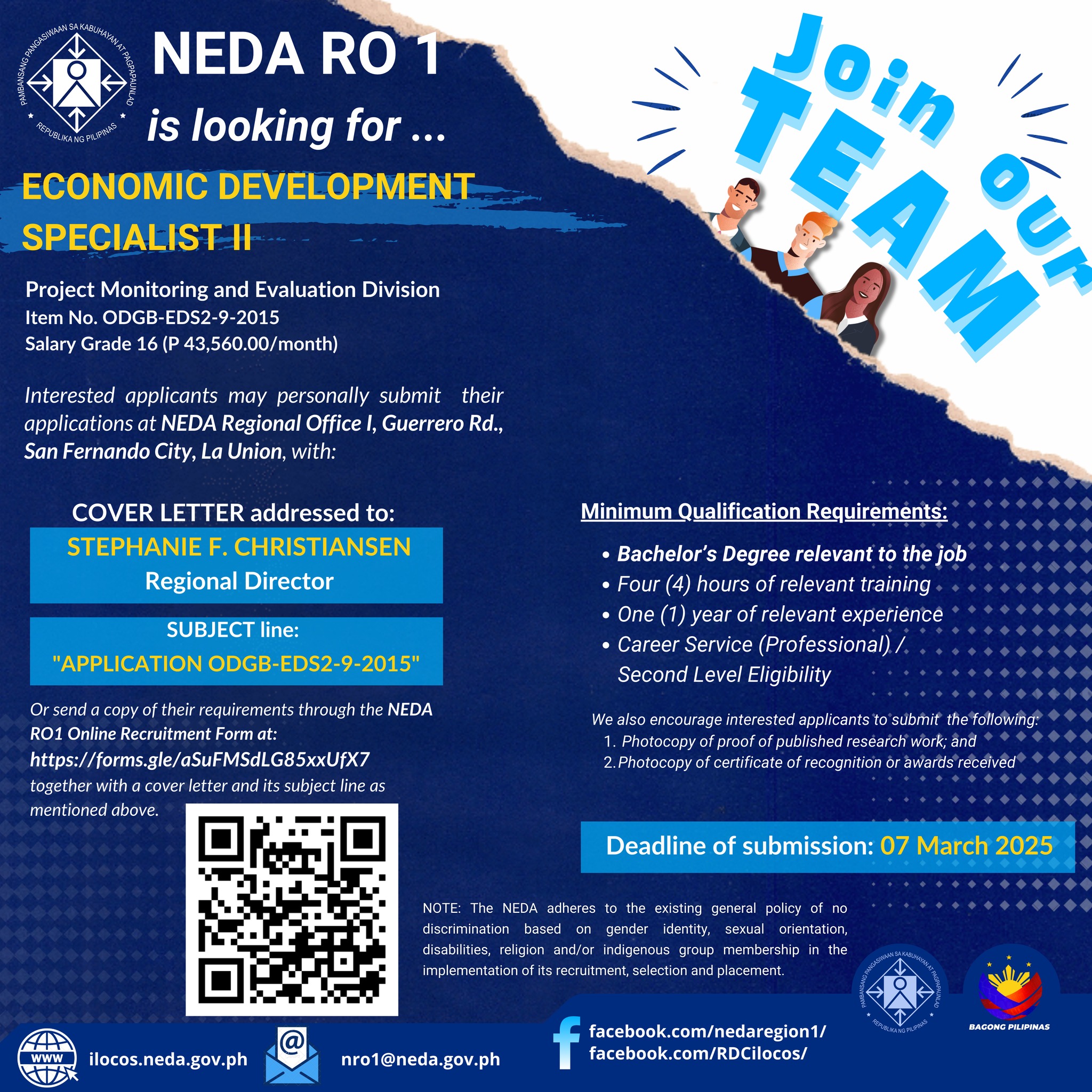 📣𝗝𝗼𝗶𝗻 𝘁𝗵𝗲 𝗡𝗘𝗗𝗔 𝗥𝗢𝟭... - DEPDev Regional Office I - Ilocos | Facebook