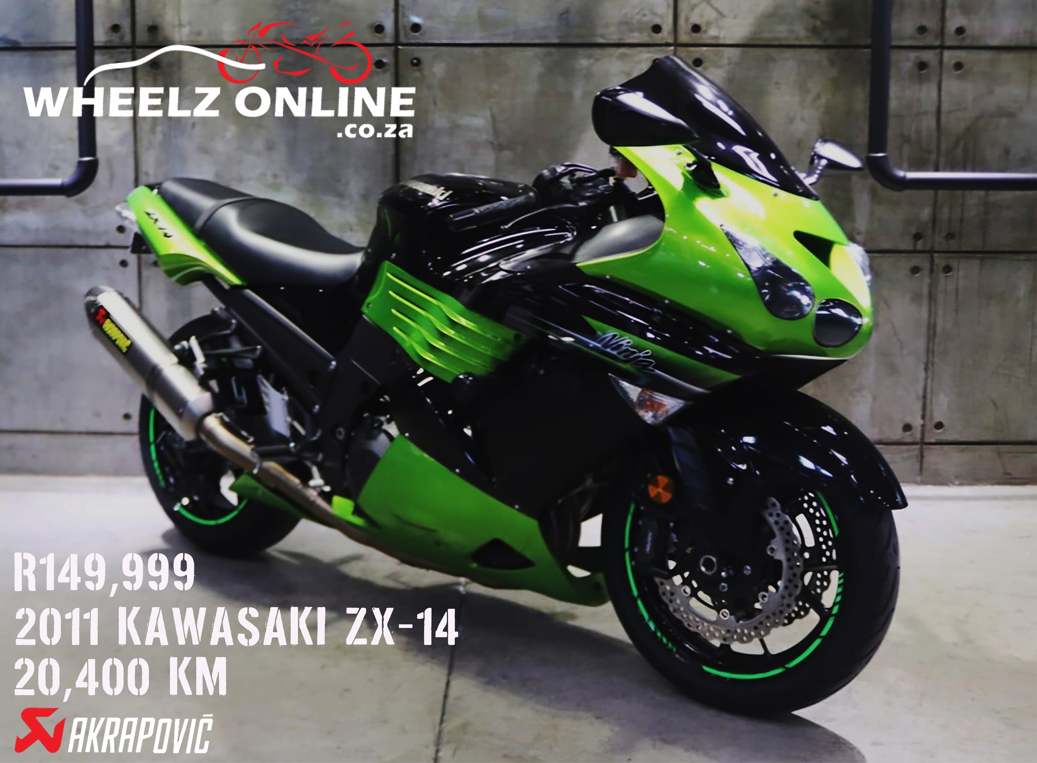 2011 Kawasaki ZX-14 for sale with Akrapovic exhaust