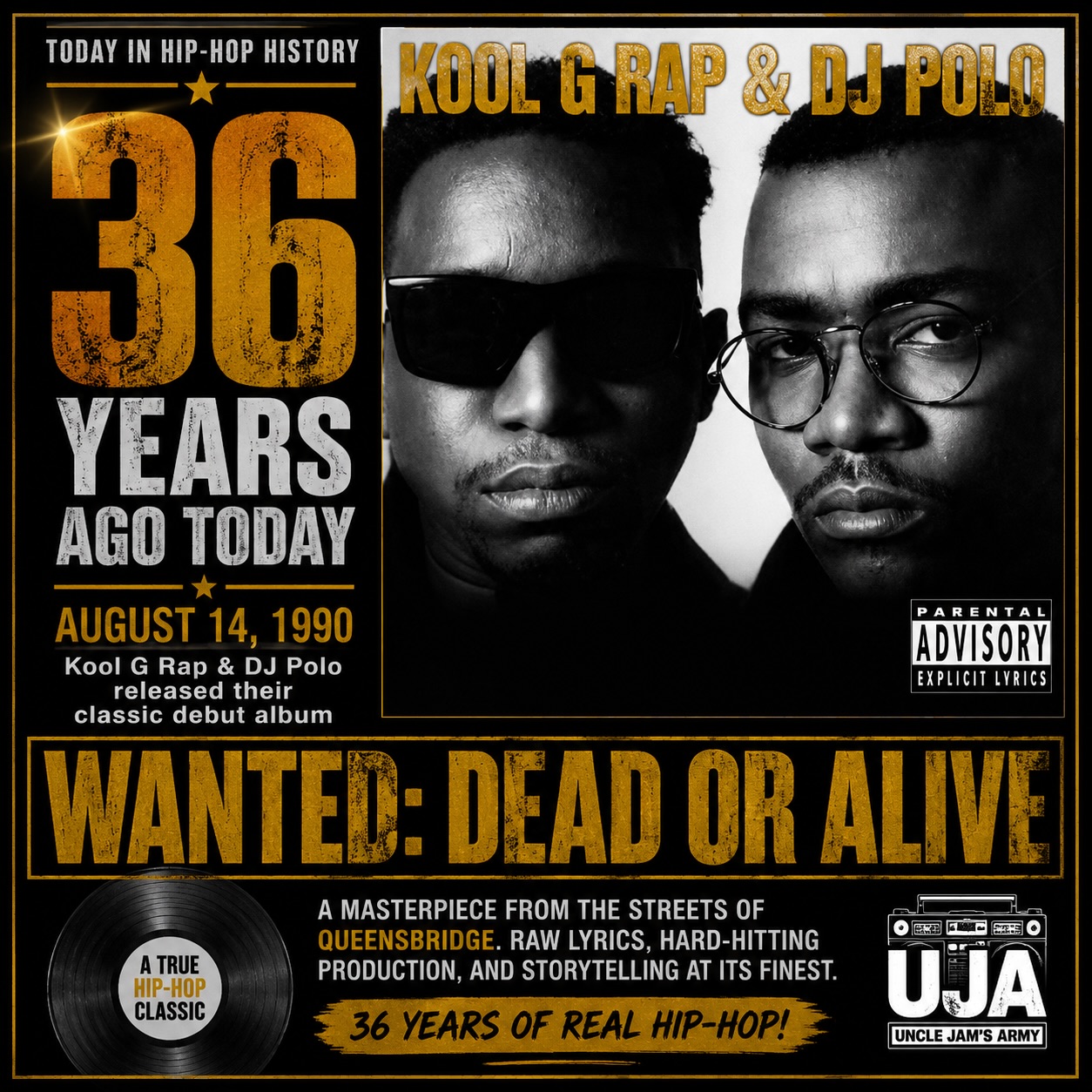 36 years ago today, Kool G Rap & DJ Polo dropped Wanted: Dead or