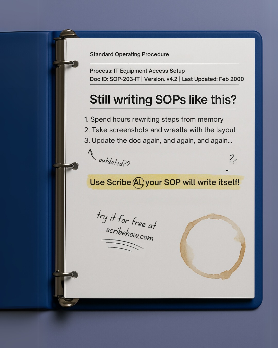 Scribe - SOPs shouldn’t come with coffee stains... ☕️ But when they’re ...