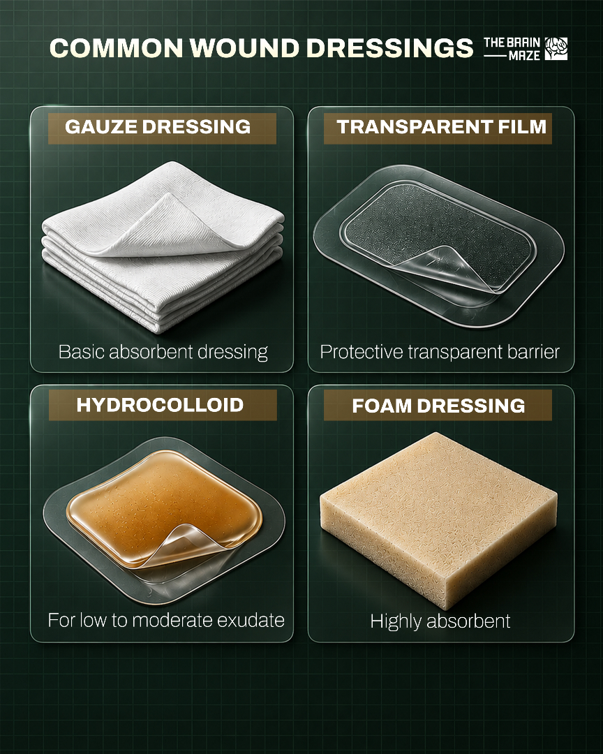 layers of wound dressing Common dressings play a vital role in protecting injuries and supporting the healing process. Gauze dressings are simple, absorbent materials commonly used for basic wound care. Transparent film dressings create a Modest Gowns