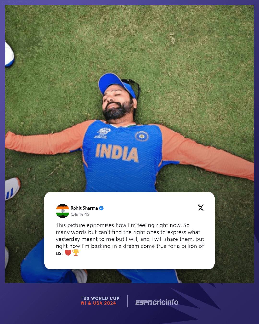 ESPNcricinfo - A picture that sums it all up 💙🏆🇮🇳...