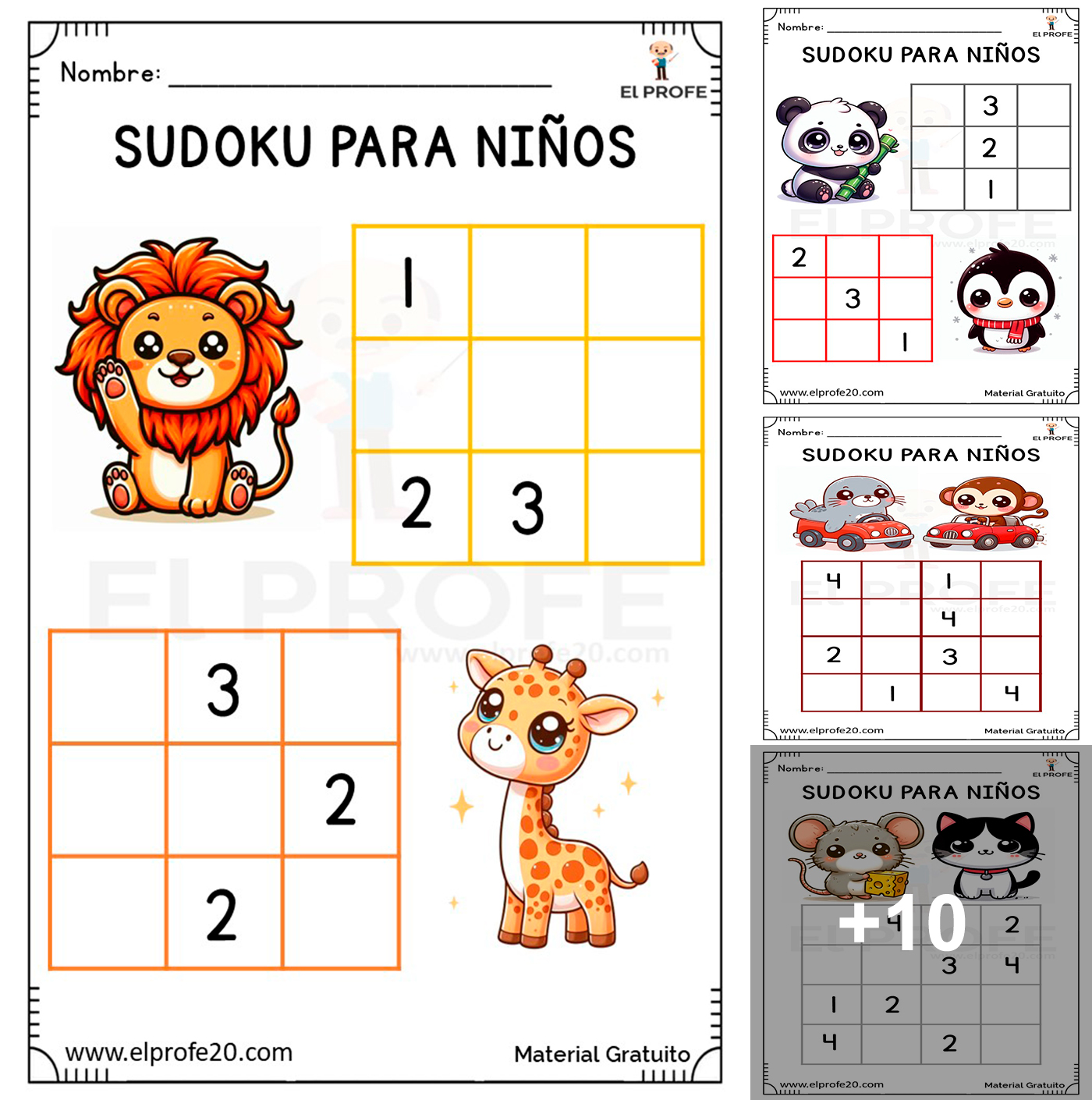 El - Sudokus fáciles para mejorar la atención de los niños. 📕Documento ...