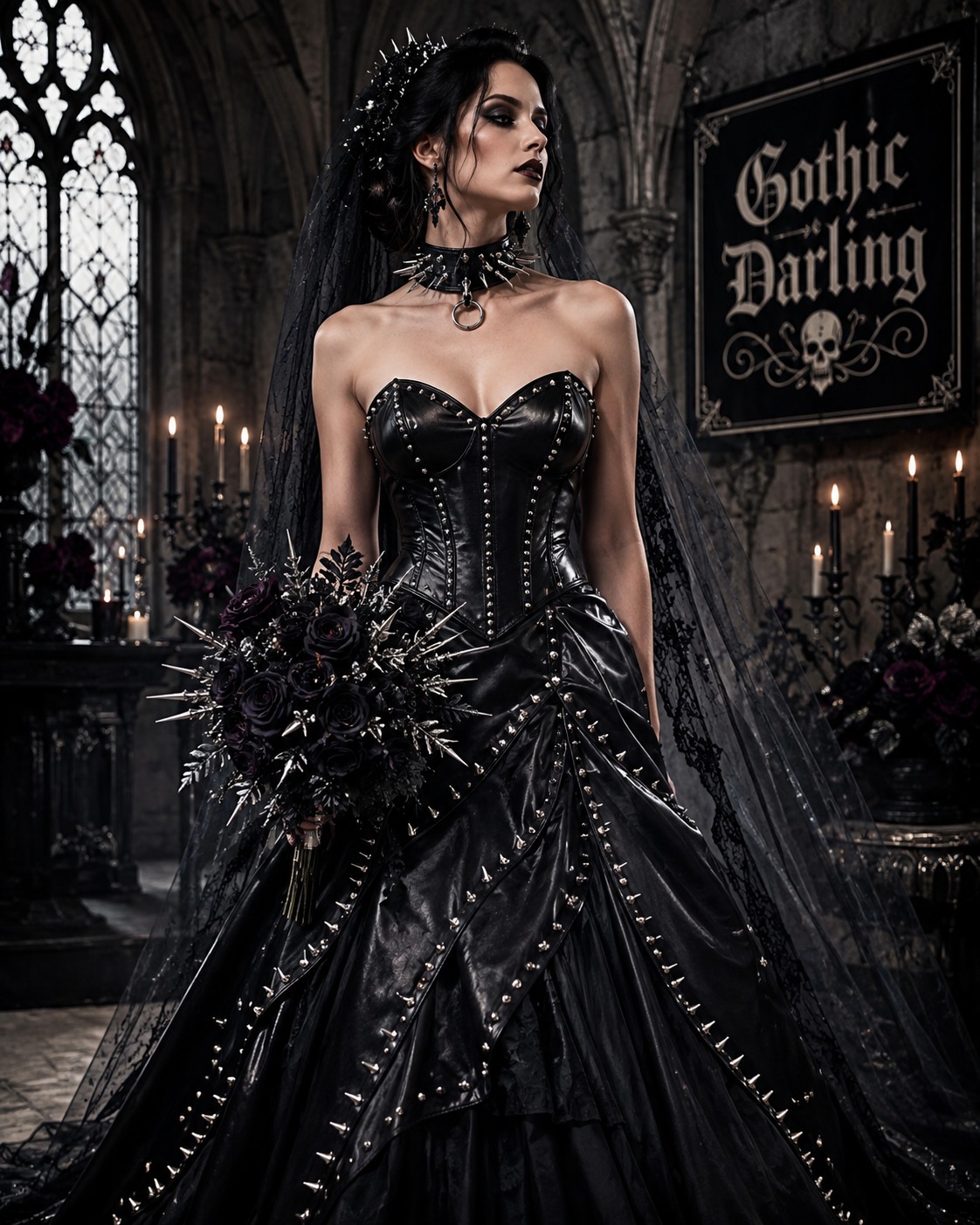 black leather wedding dress Every bride deserves a that reflects who she truly is. For some, that means delicate lace and soft romance. For others, it means leather, polished silver studs, dramatic spikes Men's Trousers Dress Pants mens-filter Color:Cappuccino This black satin sleeveless