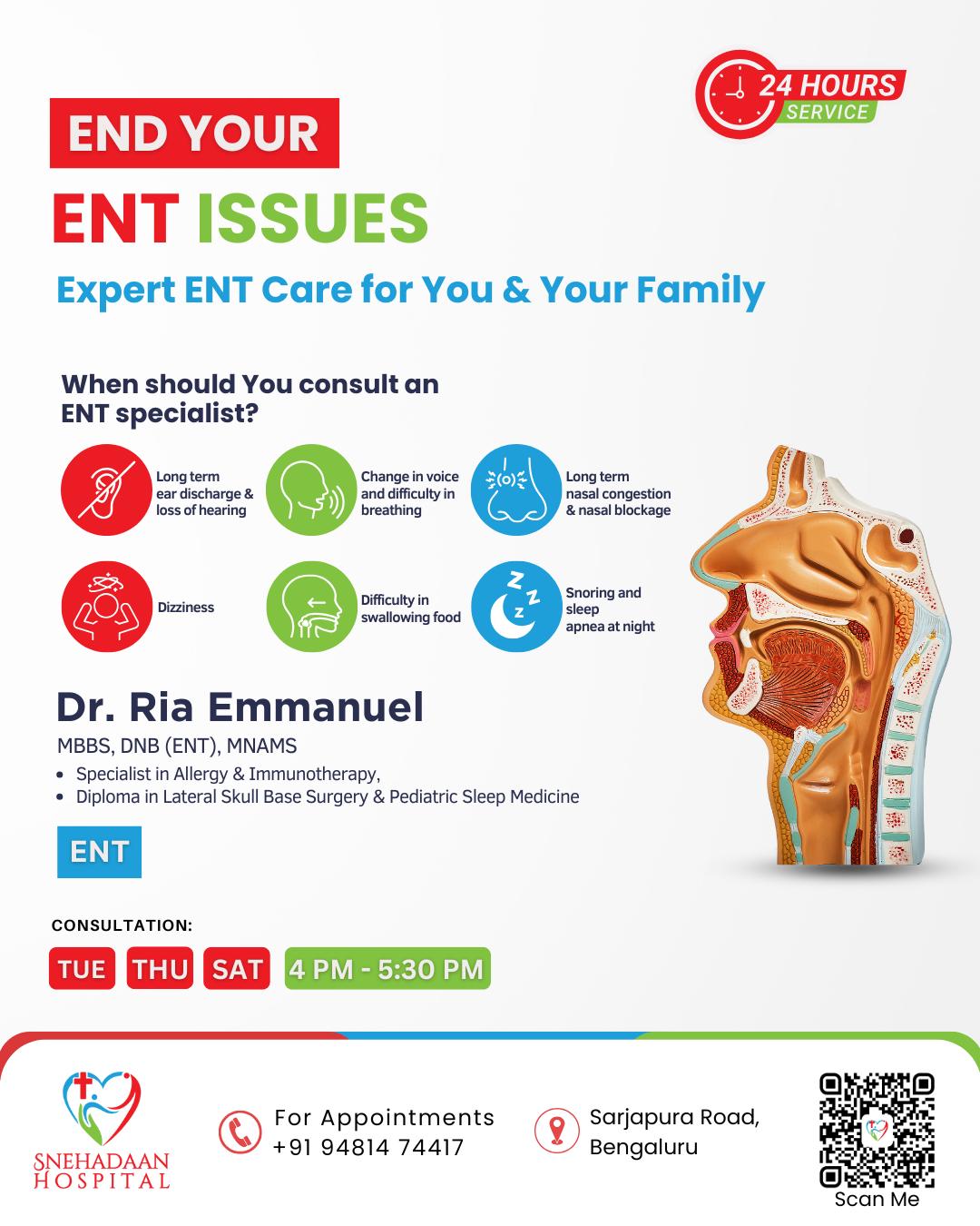 🩺 END YOUR ENT ISSUES! 🩺 Struggling... - Snehadaan Hospital | Facebook
