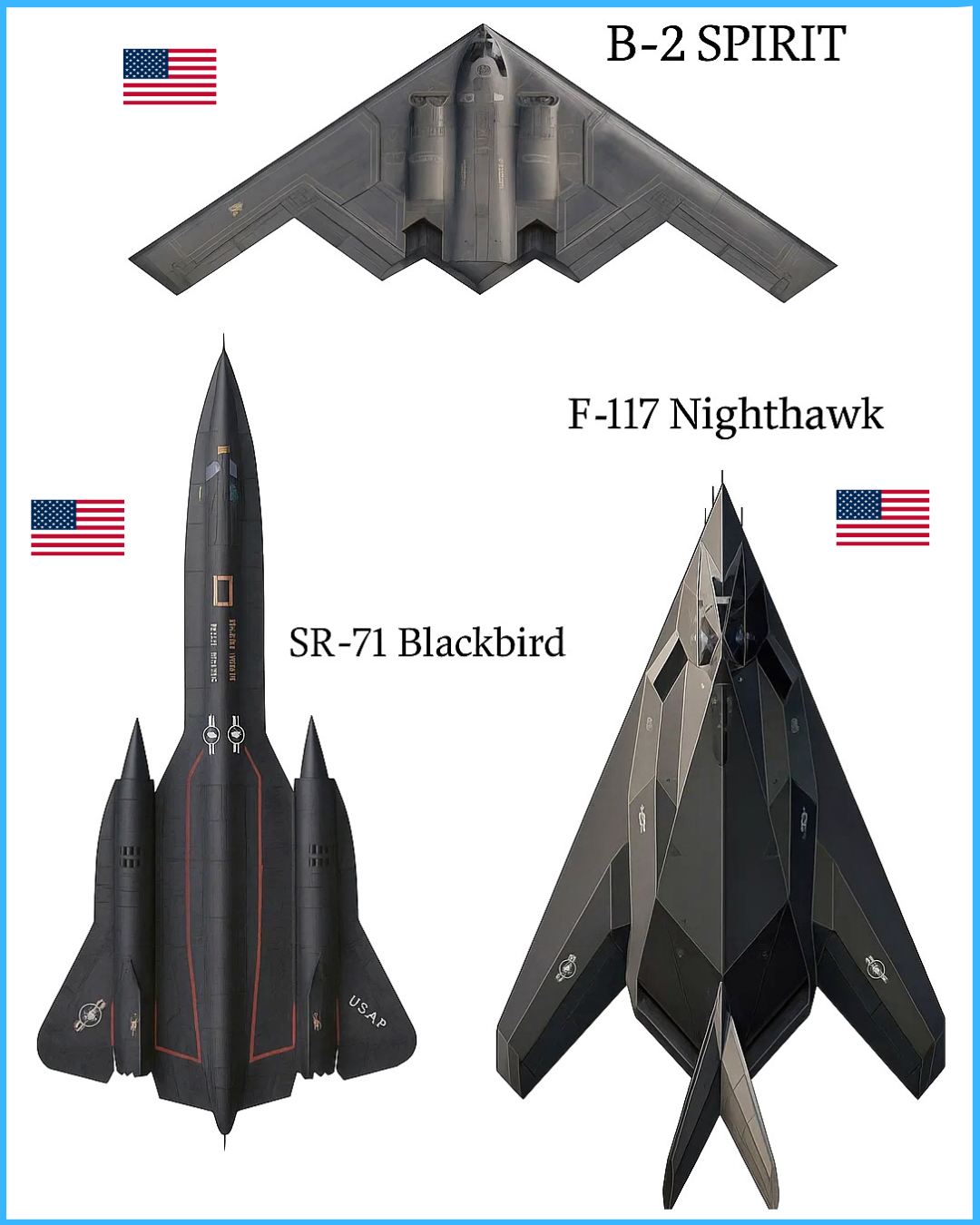 B-2 Spirit, F-117 Nighthawk, and SR-71... - Defence Learning | Facebook