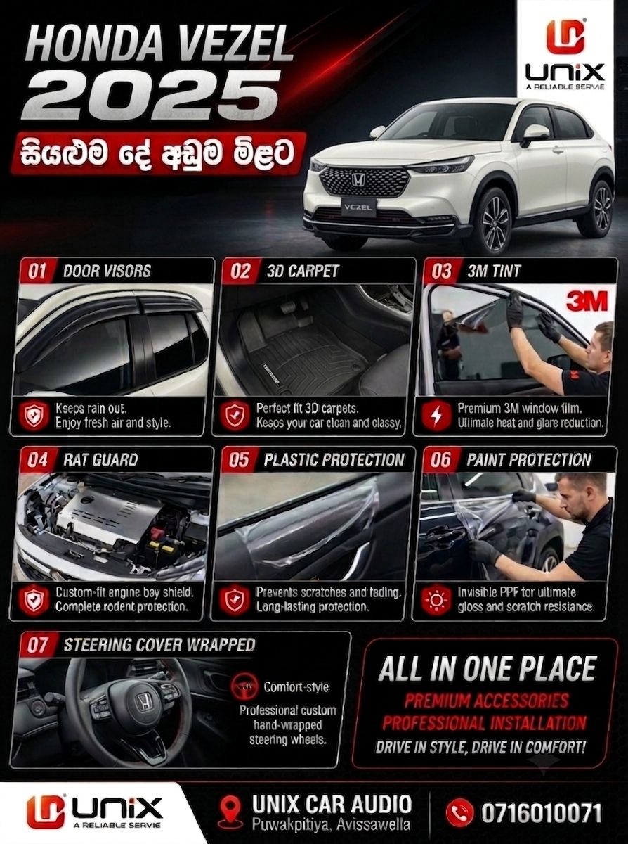 Unix Car Audio services for Honda Vezel 2025 in Puwakpitiya